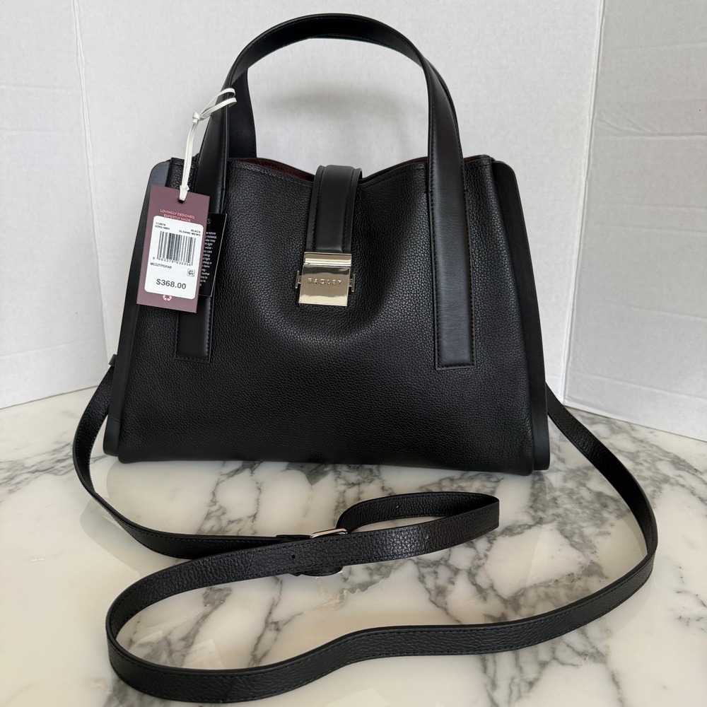 Radley London Sloane Mews Black Pebbled Leather Grab Bag Tote